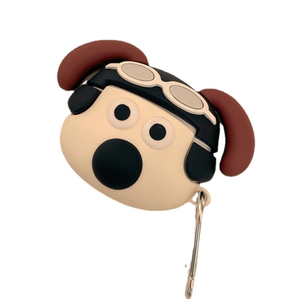 Hodetelefonboks for hund, søt tegneserie, Airpods 1/2 trådløs Bluetooth-hodetelefonboks i silikon.