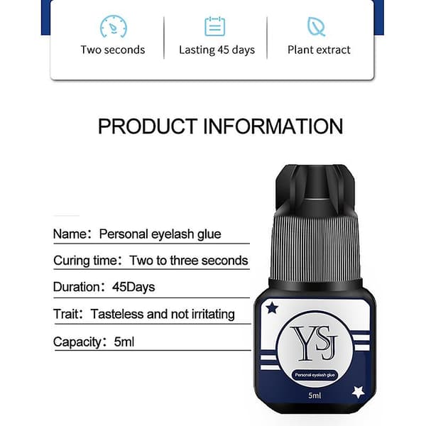 Semi-permanent Stærk Eyelash Lim Hurtigtørrende Forlængelse Graft Eyelash Lim Sort Black 5ml