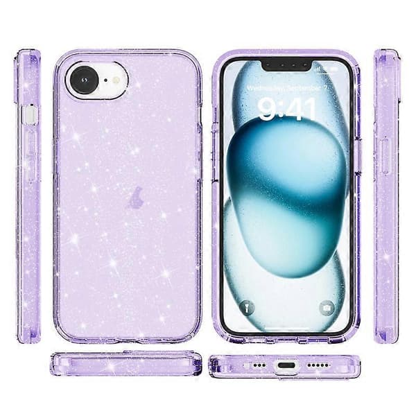Stødsikkert Terminator Glitter Pulver Telefoncover (Lilla, iPhone 16e)