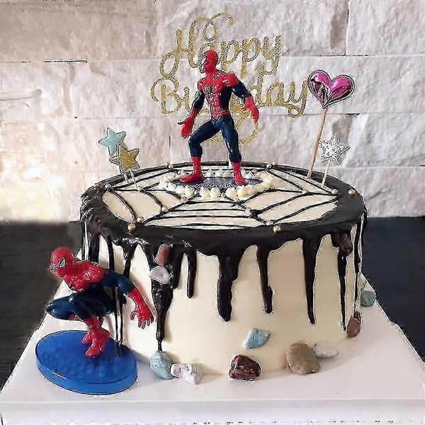 7-delt Spiderman-actionfigursæt til kagepynt og superheltefestdekorationer