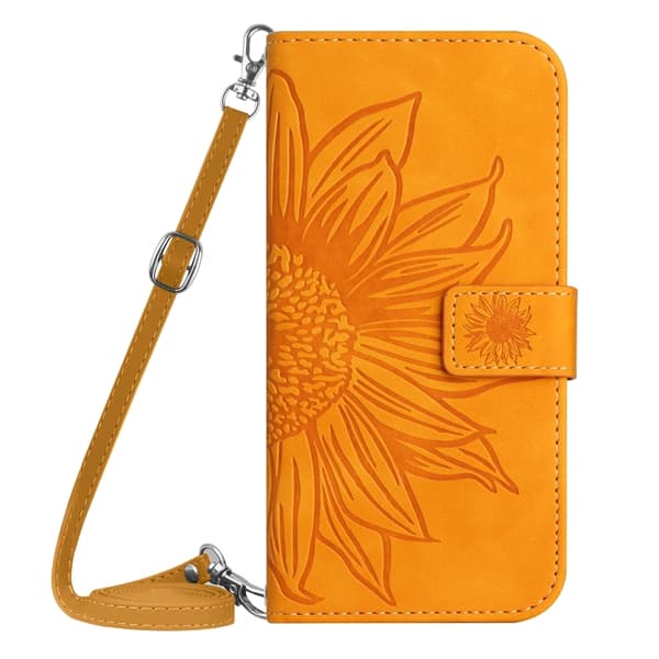 Motorola Moto E14 Case - HT04 Sunflower Embossed Case with Lanyard