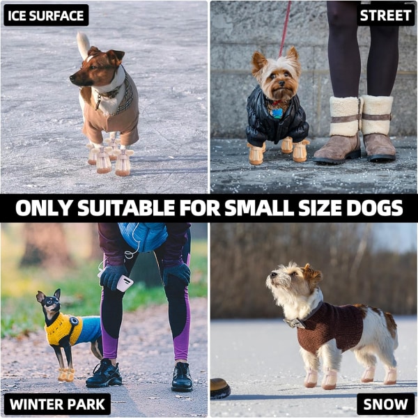 Hundstövlar i fleece för vintern, hundstövlar & tassskydd med halkskyddad gummisula för vinterträgolv, hundstövlar 4 st rosa storlek 4