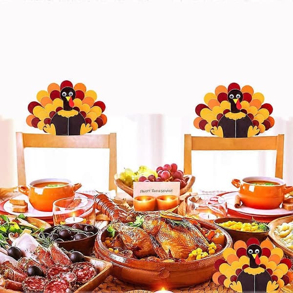 Thanksgiving Day Dekorationspapper Kalkonprydnad för DIY-fest 5-delat set