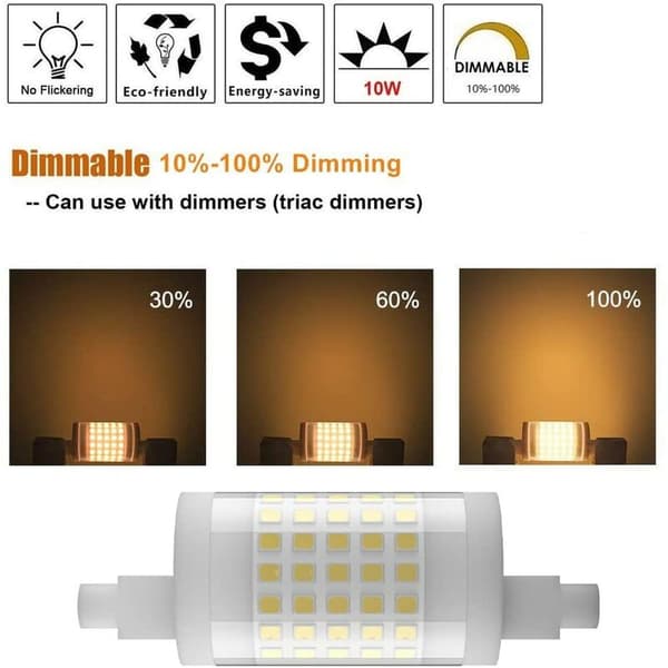 2-pack 78mm R7S LED Bulb, 10W Dimmable J78, 100W T3 Halogen Replacement, Warm White 3000K