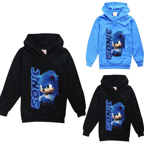 Barn Sonic Hupparit Paita Barn Sweatshirt Jumper T-Shirt Vinter 150cm