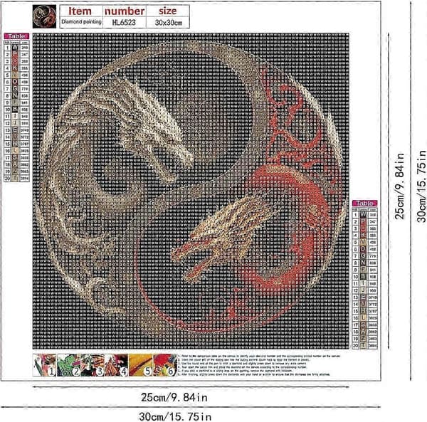 5D Rund Diamantmaling 30x30cm C - Dragon