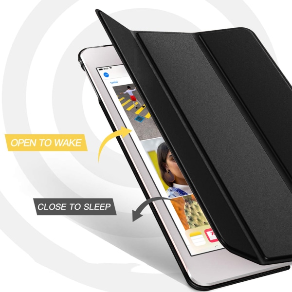 Cover - Slim Lättvikts Smart Case Stand Cover med genomskinligt frostat ryggskydd med Auto Wake/Sleep-svart
