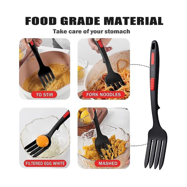 Flexible Silicone Fork, Heat Resistant Cooking Fork, Dishwasher Safe Kitchen Fork, Non-stick