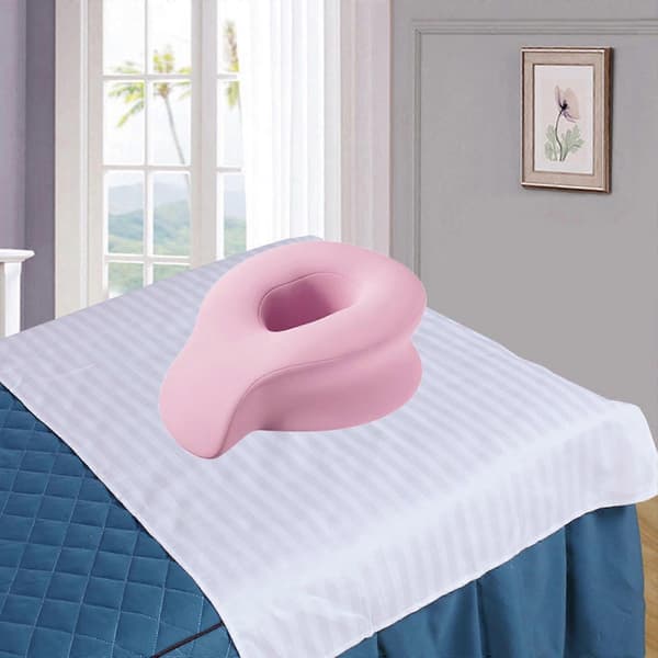 Massageansiktskudde med minnesskum nackstöd och tvättbart överdrag, rosa spabädd