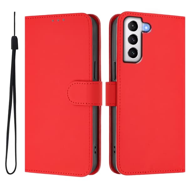 Samsung Galaxy S21 Skal i Solid Färg Läder med Lanyard