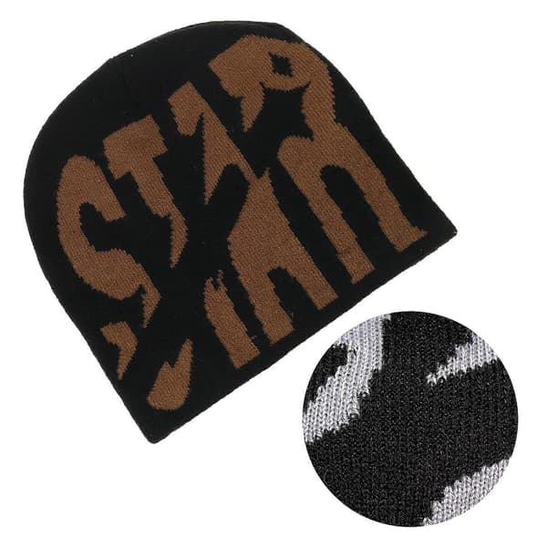 Mote Bokstav Lue for Kvinner Menn Komfortabel Strikket Lue Pullover Lue Vinter Høst Skull Cap Voksen Y2K Hodeplagg stor rød og hvit