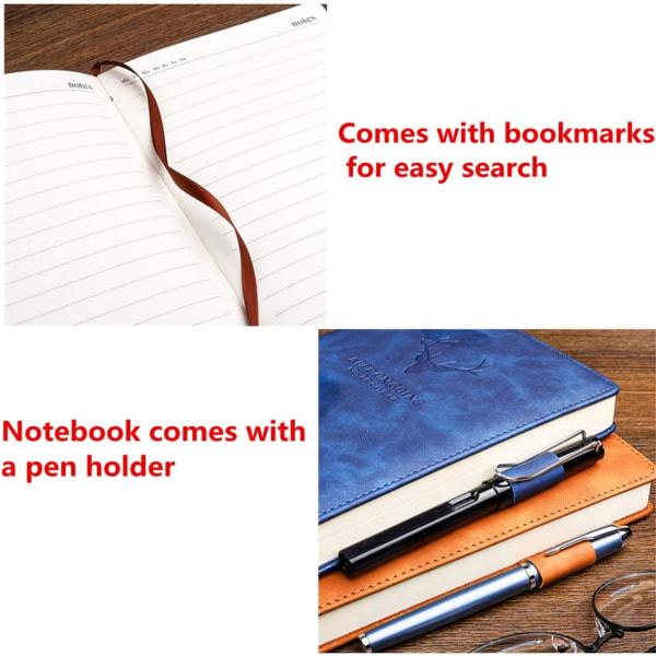 A5 Ruled Notebook Journal - Inbunden Executive Notebooks med Premium tjockt papper, College Lined Journal, 8,3"×5,7",360 sidor,Anteckningar (svart)