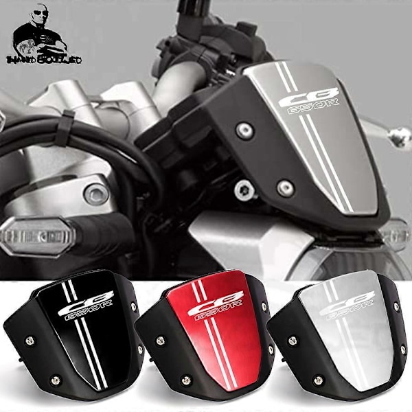 Vindruta i aluminium för Honda CB650R 2019 2020 2021 2022, Motorcykeltillbehör CB 650R LOGO BLACK