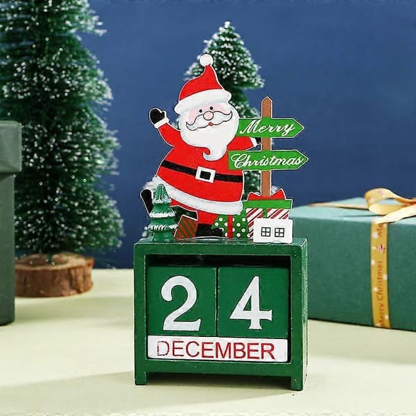 Mini adventskalender i trä, dekorativ skrivbordsprydnad, barnleksak, julklapp