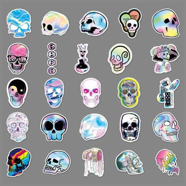 50 ST "Scary Cool Skull" Graffiti Vinyl Vattentäta klistermärken för tonåringar Barn Vuxna Färgglada klistermärken för bärbara datorer Mobiltelefoner Skateboardbagage