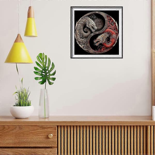 5D Rund Diamantmaling 30x30cm C - Dragon
