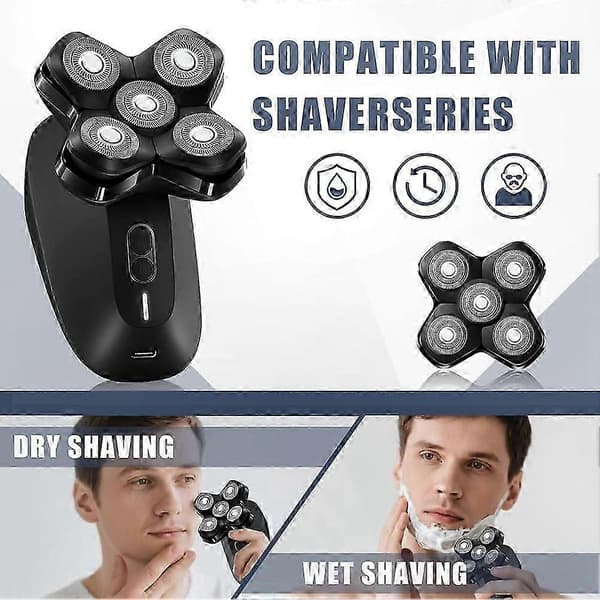 MANSCAPED Dome Shaver-udskiftningsblade, 5-bladet magnetisk hoved, 2-pak til mænd Black