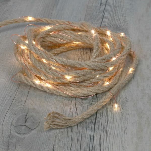 1 pc LED Light String 4.5 meters - 6mm Hemp Rope - 50 Lights - Battery Box [constant light with flash]