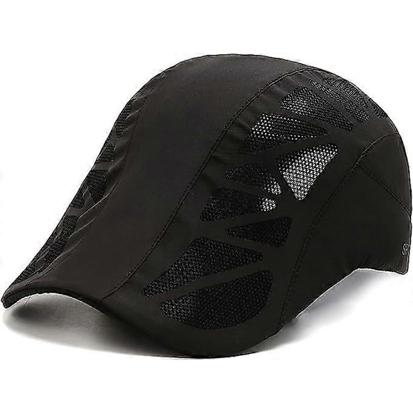 Herrar Peaked Cap, Flat Cap, Justerbar Snabbtorkande Mesh, Andningsbar Basker, Herrarnas Basker (Mörkgrå black