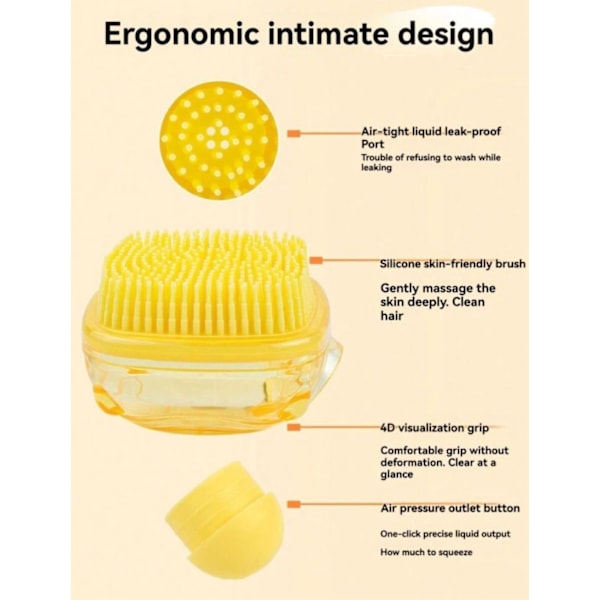 Lemmikkieläinten kylpyharja, pehmeät ja liukumattomat harjakset - erinomainen koirille ja kissoille, hierontaan ja karvojen puhdistukseen Lemon yellow
