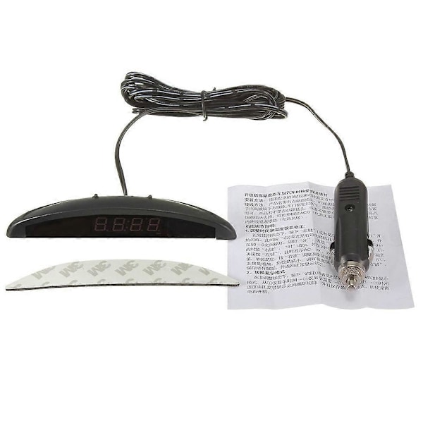 3-i-1 Bil 12V Digital LED Voltmeter Spänning Temperatur Klocka Termometer, Röd