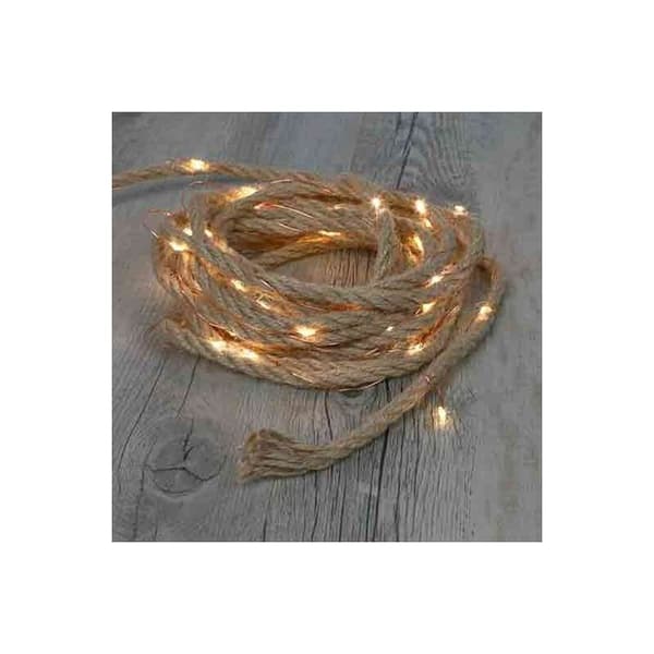 1 pc LED Light String 4.5 meters - 6mm Hemp Rope - 50 Lights - Battery Box [constant light with flash]