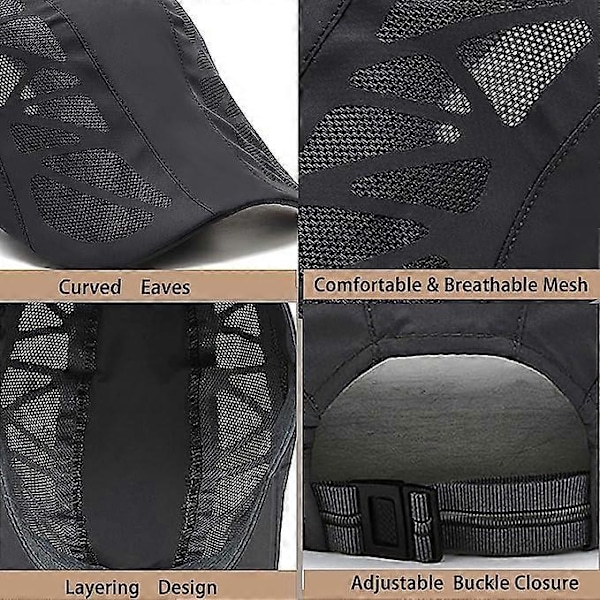 Herrar Peaked Cap, Flat Cap, Justerbar Snabbtorkande Mesh, Andningsbar Basker, Herrarnas Basker (Mörkgrå dark grey