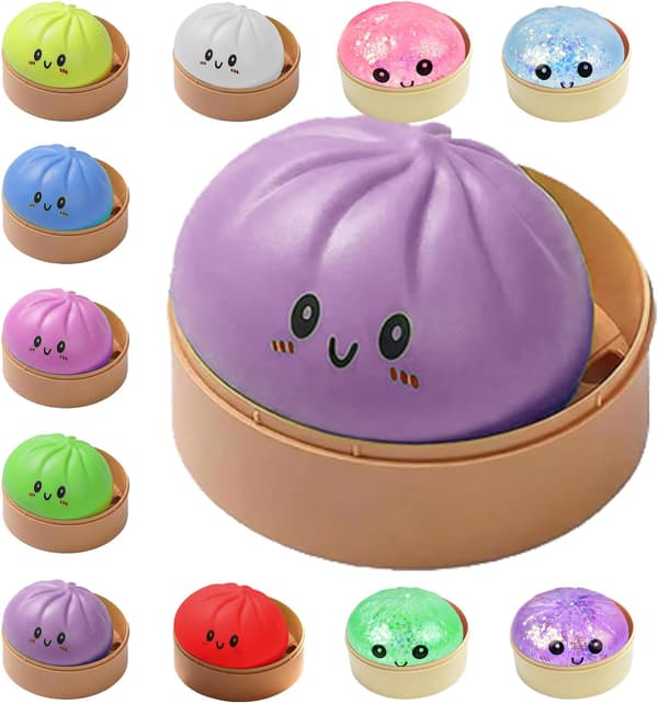Dumplings Squishy Mystery Mini Dumplings Squishy Stressbolde Fidget Sensorisk Legetøj Blød Klemme Dekompression Dej (Lilla-A) Purple