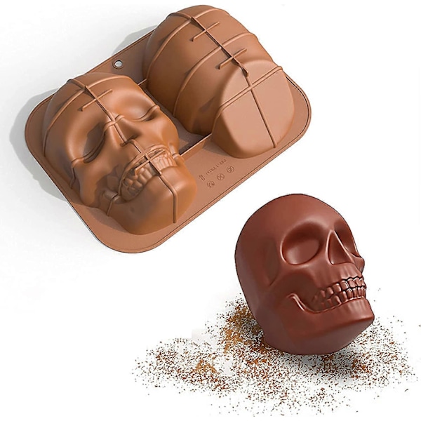 Halloween Silikone Kranie Isterning Chokoladeform (brun) 1 Stykke