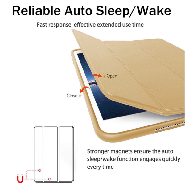Smart case kompatibelt med iPad Air 2, genomskinligt magnetiskt case med matt baksida med Auto Sleep/Wake-guld