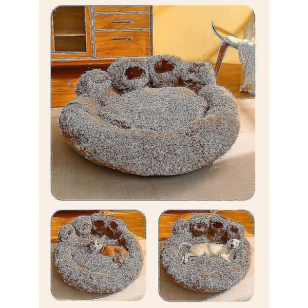 Koirien ja kissojen pehmeä ja pörröinen tassu-lemmikkivuode, pehmeä ja mukava lemmikkieläinten plus-fleece-tyyny-sohva gray L Bearing 15kg