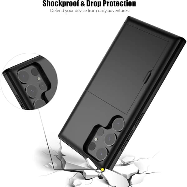 S25 Ultra, Shockproof Case, Card Slot, Extra Reinforced, Black