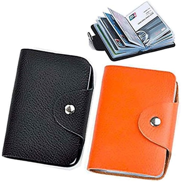 2-pack kreditkortshållare för kvinnor för barn, organizer transparent plast, liten kreditkortshållare skyddshylsa- unisex（svart&orange）