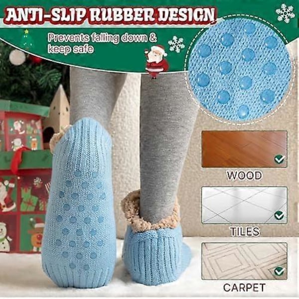 Niorasen Myke Tøffelsokker for Kvinner, Varme og Behagelige Sengesokker, Tykke Fuzzy Vintersokker Tøffelsokker med Grips, Sklisikre One Size Gaver Jul