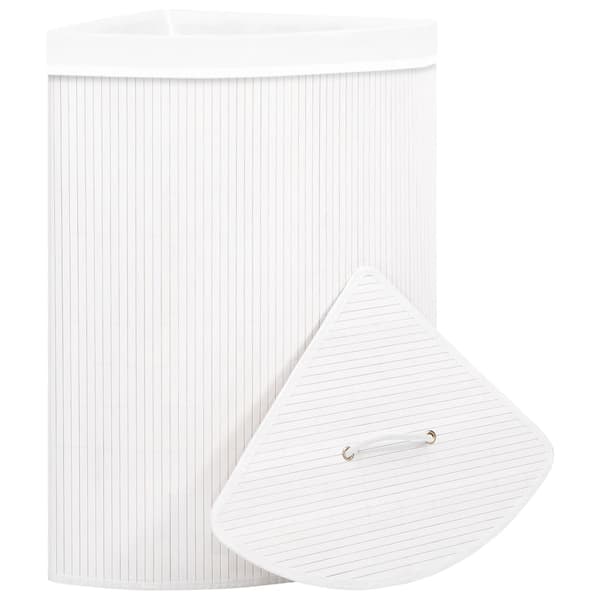 vidaXL Laundry Basket for Corner Bamboo White 60 L Vit white