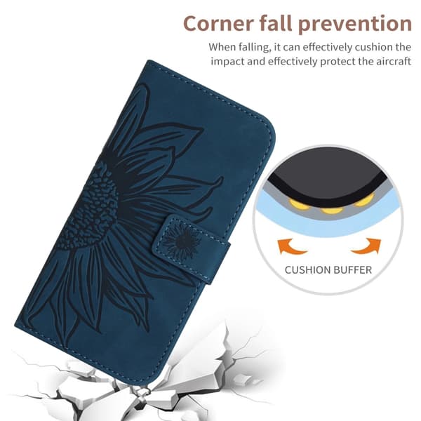 Motorola Moto E14 Case - HT04 Sunflower Embossed Case with Lanyard