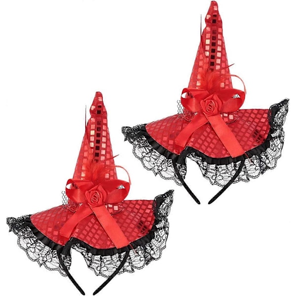 Halloween Pitsi Noitahattu Panta Juhlatarvikkeet 2 kpl (Punainen)