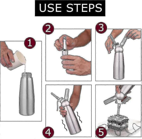 Flødeskumssifon 500 ml med 3 ladere i rustfrit stål, flødedispenser til hjemmebag og dessertdekorationer