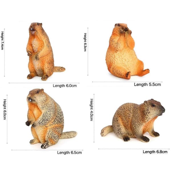 4x Murmeldyr Actionfigurer Pædagogisk Legetøj til Børnefester Drenge Piger