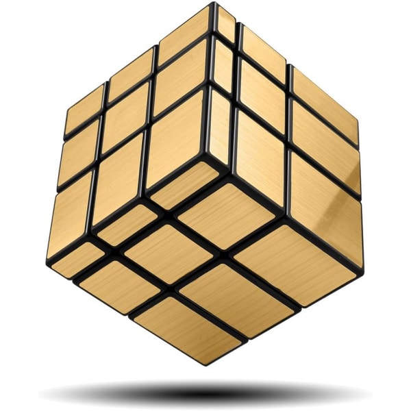 Shengshou Mirror Cube 3x3 Speed Cube Gold Mirror Blocks Cube 3x3x3 Different Shapes Puzzle Cube Toys for Kids Adult -Gold on black background