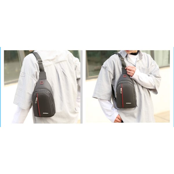 Liten Sling Kompakt Crossbody-väska Bröstaxel Resväska Casual Daypack för män Kvinnor med hörlurshål Vattentät (mörkgrå)