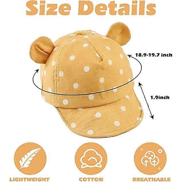 Polka Cotton Babykeps Solhatt Justerbar Kep Vår Sommar Höst 6 till 24 Månader Blå yellow