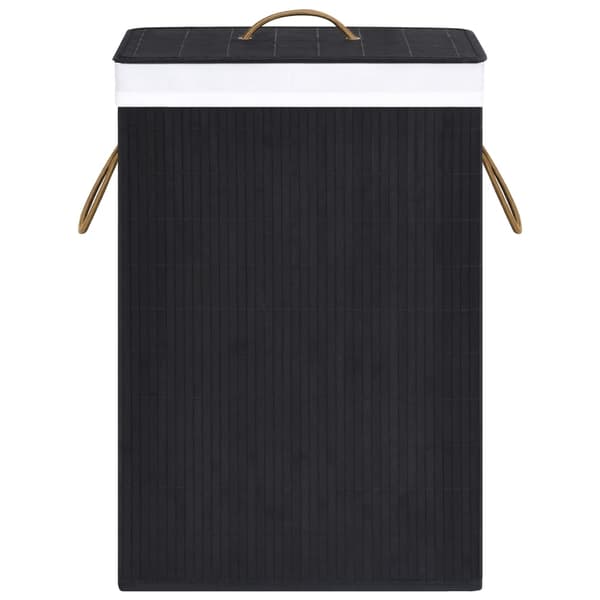 vidaXL Laundry Basket Bamboo with 2 Sections Black 72 L Svart black
