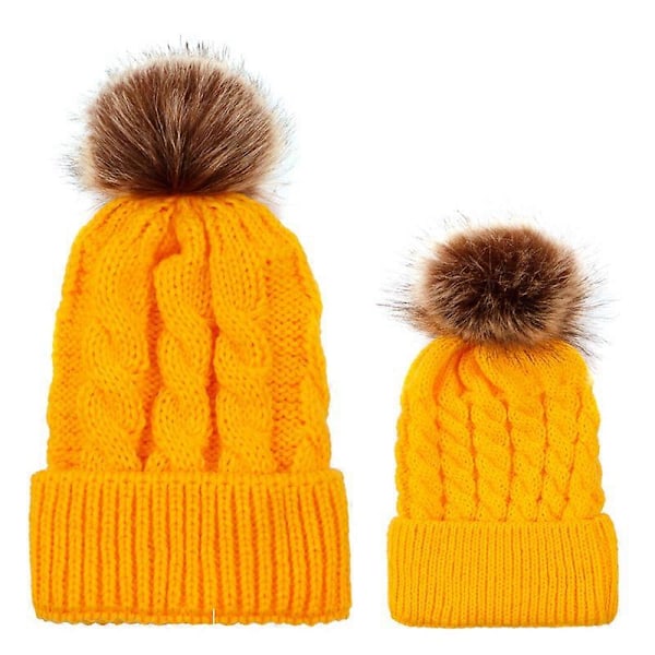 Udendørs dame vinter termisk strikket uld twist skihue (gul) 1 stykke