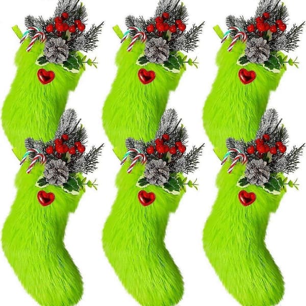 6 stk. julestrømper julepejsestrømper til hjemmet nytårsferie