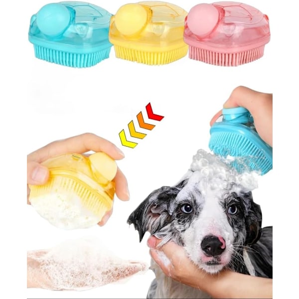 Kæledyrsbadebørste, bløde og skridsikre børstehår - fantastisk til hunde og katte, massage og rengøring af pels Purple blue