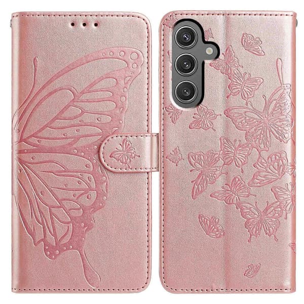 Case for Samsung Galaxy A56 5G with Butterfly Pattern, Wallet Stand, PU Flip Case with Strap - Multicolor