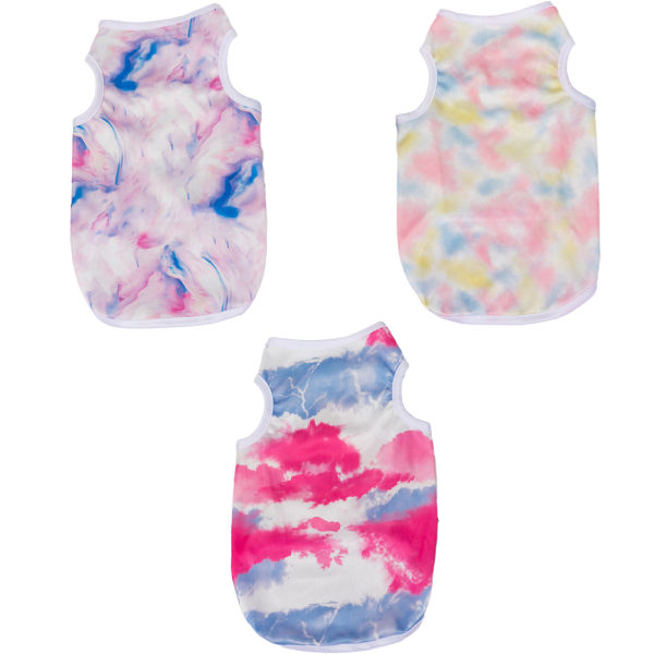 Koirapaita 3 kpl Tie Dye Koirapaita Pehmeä Koiranpentu Vaatteet Hengittävä Kissanpentu T-paita Värikäs Koira Tank Top Lemmikki-S