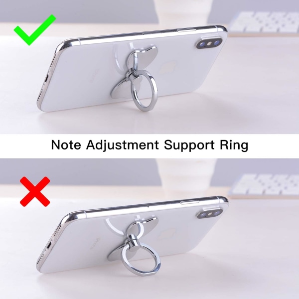 Metall Mobiltelefon Finger Ring Stabilitetshållare Ryggstativ Hopfällbar handgreppknopp Loop Bilmonterad krok Stativ (roséguld)