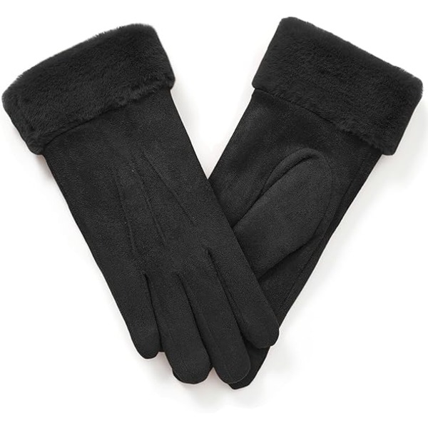 Warm gloves winter female suede plus velvet touch-screen gloves for cycling electric vehicles for Women Touch Screen Fleece Lined Gloves - M